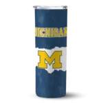 personalized-michigan-wolverines-torn-band-blue-white-skinny-tumbler-best-selling.webp