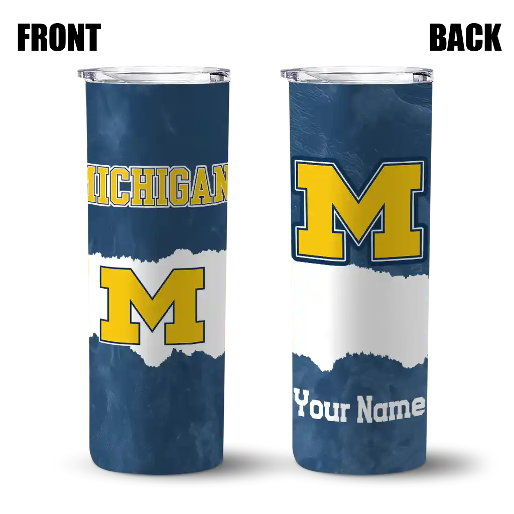 personalized-michigan-wolverines-torn-band-blue-white-skinny-tumbler-fashion-forward.webp