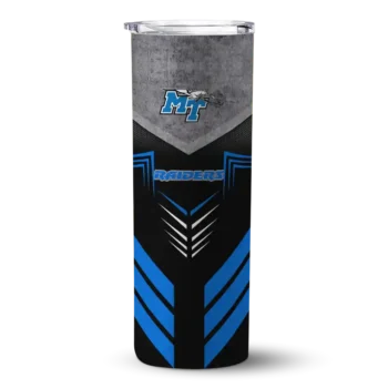 Personalized Middle Tennessee Blue Raiders Hexagon Honeycomb Blue Black Skinny Tumbler