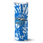 personalized-middle-tennessee-blue-raiders-metallic-grid-blue-skinny-tumbler-best-selling.webp