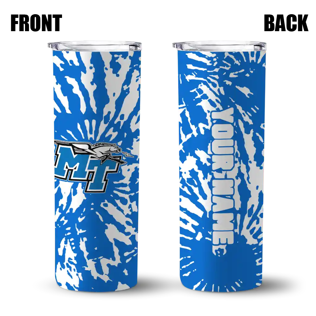 personalized-middle-tennessee-blue-raiders-metallic-grid-blue-skinny-tumbler-fashion-forward-1.webp
