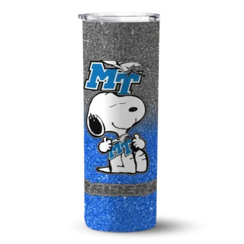 Personalized Middle Tennessee Blue Raiders Snoopy Attitude Blue Skinny Tumbler