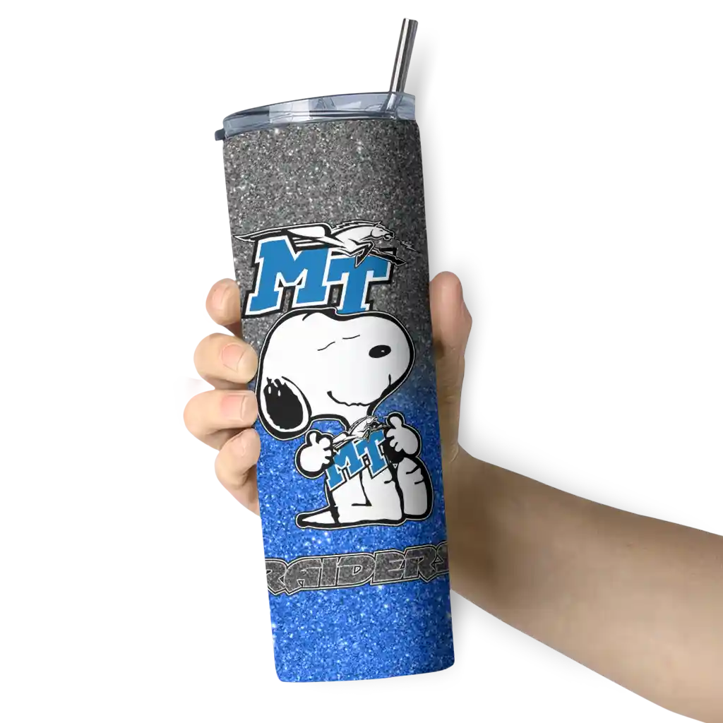personalized-middle-tennessee-blue-raiders-snoopy-attitude-blue-skinny-tumbler-premium-grade.webp