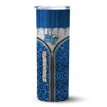 Personalized Middle Tennessee Blue Raiders Sparkle Drip Blue Skinny Tumbler