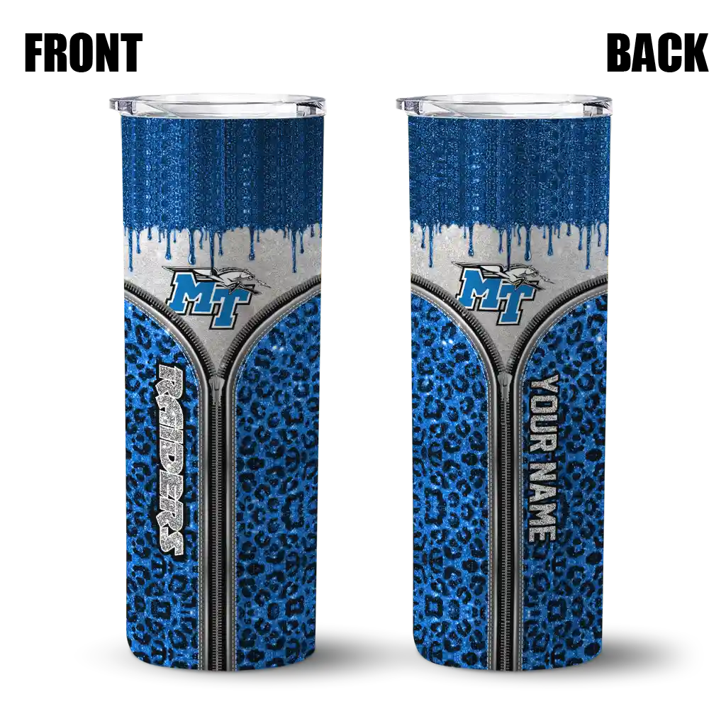 personalized-middle-tennessee-blue-raiders-sparkle-drip-blue-skinny-tumbler-fashion-forward.webp