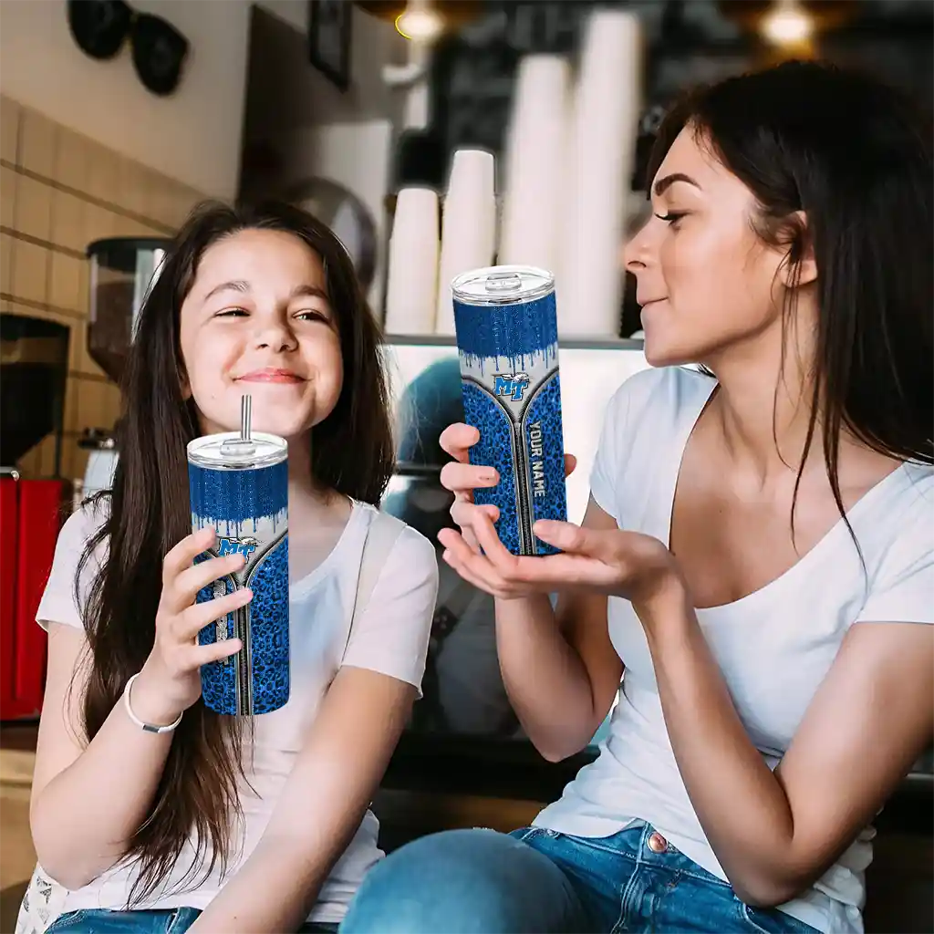 personalized-middle-tennessee-blue-raiders-sparkle-drip-blue-skinny-tumbler-trendy-2.webp