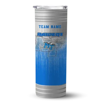 Personalized Middle Tennessee Blue Raiders Swirl Texture Blue Skinny Tumbler