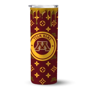 Personalized Minnesota Golden Gophers Camo Streak Maroon Skinny Tumbler