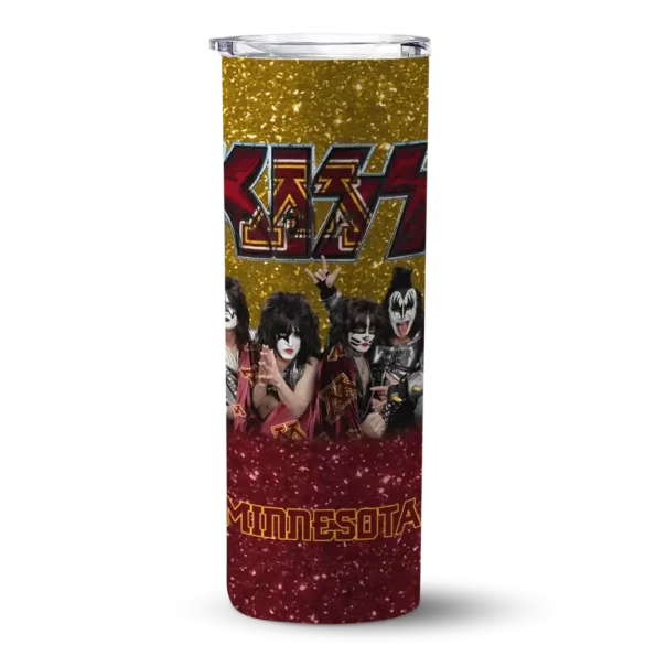 personalized minnesota golden gophers kiss band gold skinny tumbler best selling