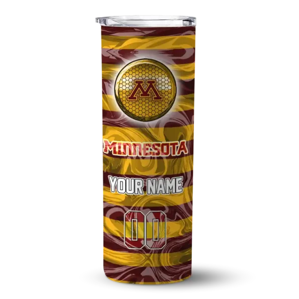 personalized minnesota golden gophers patterned waves maroon skinny tumbler best selling 1