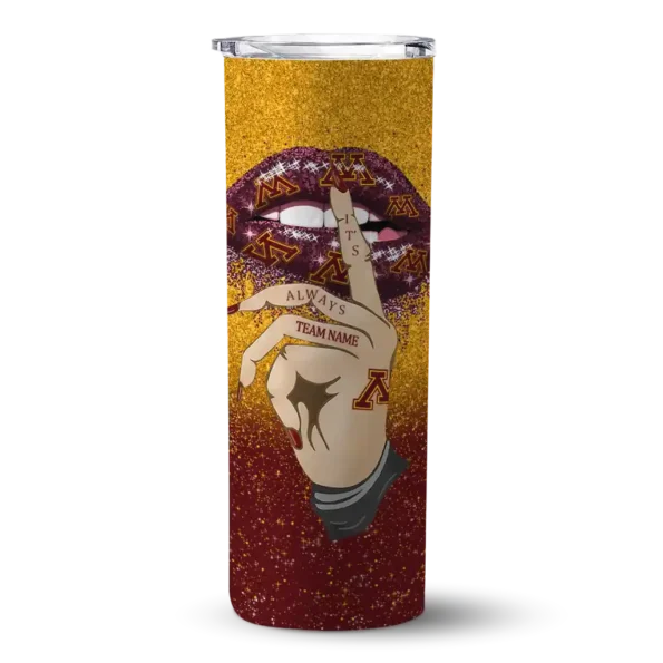 personalized minnesota golden gophers sparkle lips maroon skinny tumbler best selling