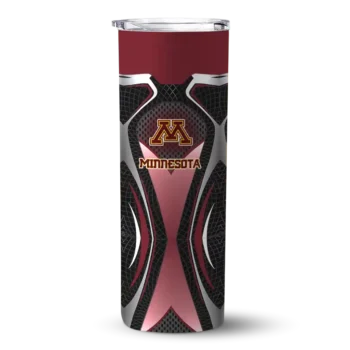 Personalized Minnesota Golden Gophers Superman Emblem Maroon Black Skinny Tumbler
