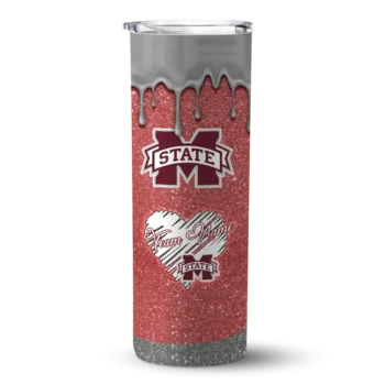 Personalized Mississippi State Bulldogs Pixel Fade Maroon Skinny Tumbler