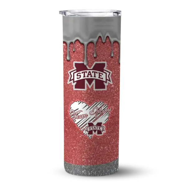 personalized mississippi state bulldogs pixel fade maroon skinny tumbler best selling