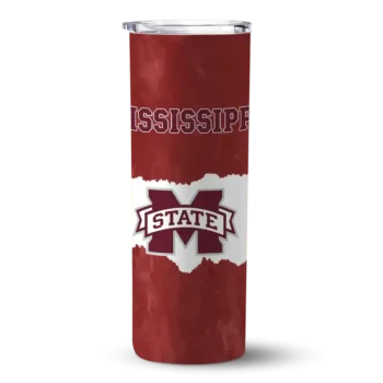 Personalized Mississippi State Bulldogs Torn Band Maroon White Skinny Tumbler