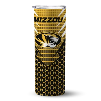 Personalized Missouri Tigers Chevron Stripes Black Skinny Tumbler
