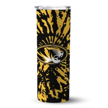 Personalized Missouri Tigers Metallic Grid Black Skinny Tumbler