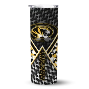 Personalized Missouri Tigers Monogram Burst Black White Skinny Tumbler