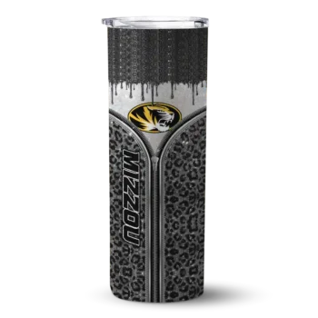 Personalized Missouri Tigers Sparkle Drip Black Skinny Tumbler