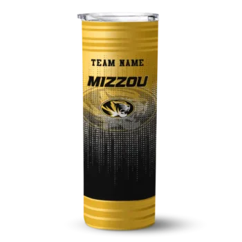 Personalized Missouri Tigers Swirl Texture Black Skinny Tumbler