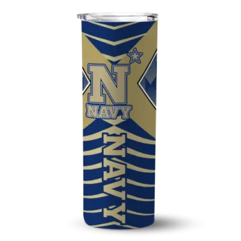 Personalized Navy Midshipmen Camo Texture Blue Skinny Tumbler
