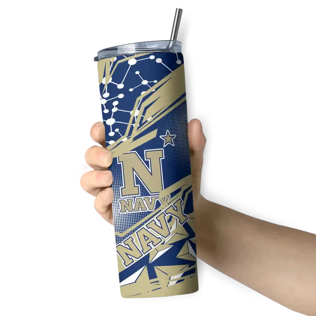 personalized-navy-midshipmen-helmet-clash-blue-skinny-tumbler-premium-grade.webp