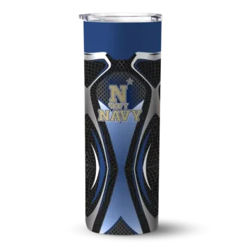 Personalized Navy Midshipmen Superman Emblem Blue Black Skinny Tumbler