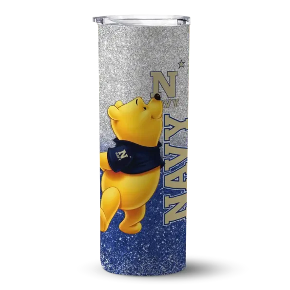 personalized navy midshipmen winnie the pooh blue gray skinny tumbler best selling