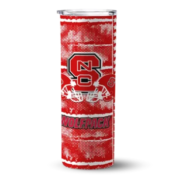 Personalized NC State Wolfpack Chevron Patch Red Skinny Tumbler