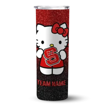 Personalized NC State Wolfpack Hello Kitty Red Black Skinny Tumbler