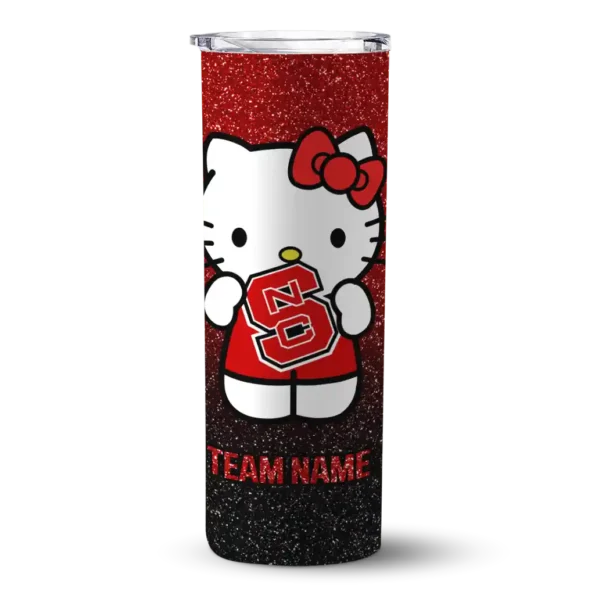 personalized nc state wolfpack hello kitty red black skinny tumbler best selling