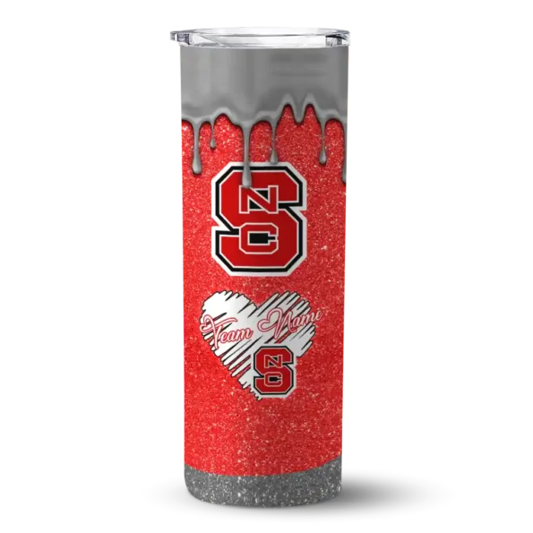 personalized nc state wolfpack pixel fade red skinny tumbler best selling