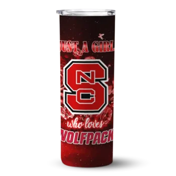 Personalized NC State Wolfpack Rose Romance Red Black Skinny Tumbler