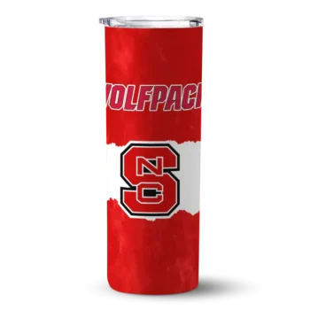 Personalized NC State Wolfpack Torn Band Red White Skinny Tumbler