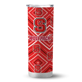 Personalized NC State Wolfpack Zipper Leopard Red Skinny Tumbler