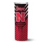 personalized-nebraska-cornhuskers-chevron-stripes-red-skinny-tumbler-best-selling.webp