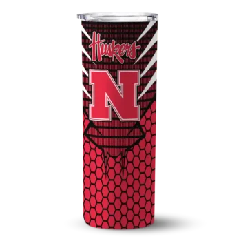 Personalized Nebraska Cornhuskers Chevron Stripes Red Skinny Tumbler