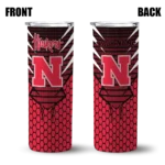 personalized-nebraska-cornhuskers-chevron-stripes-red-skinny-tumbler-best-selling.webp