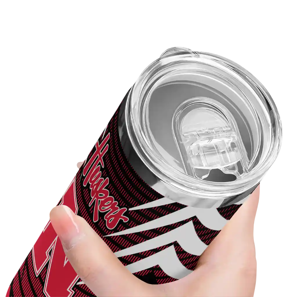 personalized-nebraska-cornhuskers-chevron-stripes-red-skinny-tumbler-high-quality.webp