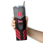 personalized-nebraska-cornhuskers-hexagon-honeycomb-red-black-skinny-tumbler-best-selling.webp