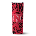 personalized-nebraska-cornhuskers-metallic-grid-red-skinny-tumbler-best-selling.webp