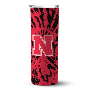 Personalized Nebraska Cornhuskers Metallic Grid Red Skinny Tumbler