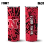 personalized-nebraska-cornhuskers-metallic-grid-red-skinny-tumbler-best-selling.webp