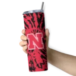 personalized-nebraska-cornhuskers-metallic-grid-red-skinny-tumbler-best-selling.webp