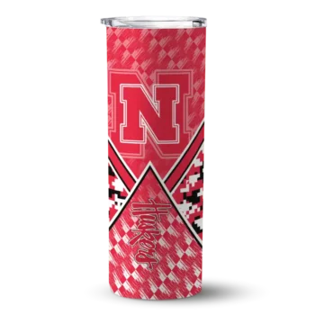 Nebraska Cornhuskers Tumber - Personalized Monogram Burst Skinny Red White