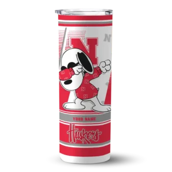 Nebraska Cornhuskers Tumber - Personalized Snoopy Dog Skinny Red White