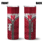 personalized-nebraska-cornhuskers-sparkle-drip-red-skinny-tumbler-best-selling.webp