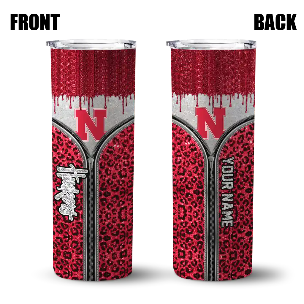 personalized-nebraska-cornhuskers-sparkle-drip-red-skinny-tumbler-fashion-forward.webp