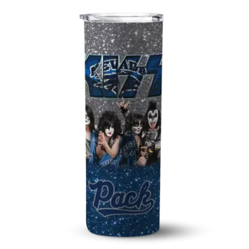 Personalized Nevada Wolf Pack Kiss Band Grey Skinny Tumbler