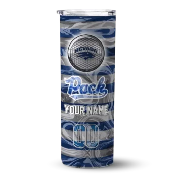 Personalized Nevada Wolf Pack Patterned Waves Blue Skinny Tumbler